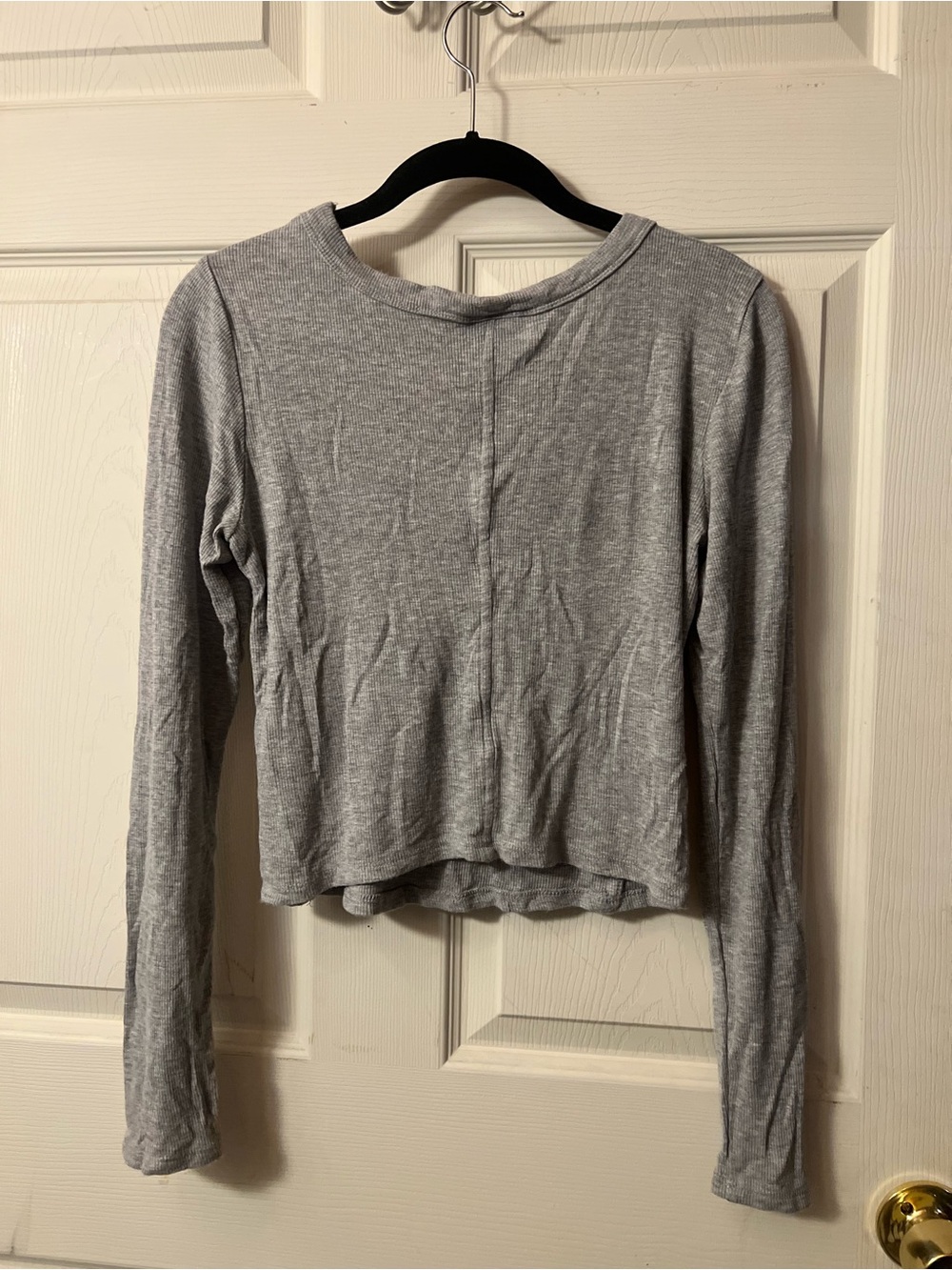 Universal Thread Gray Scoop Neck Long Sleeve Top - Picture 2 of 3
